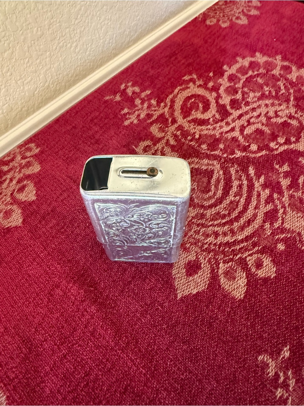 Silver Decorative Metal cigarette case - Elegant Floral Design vintage